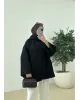 جاكيت مبطن شتوي مع سكارف عريض - أسود جاكيت مبطن شتوي مع سكارف عريض - أسود